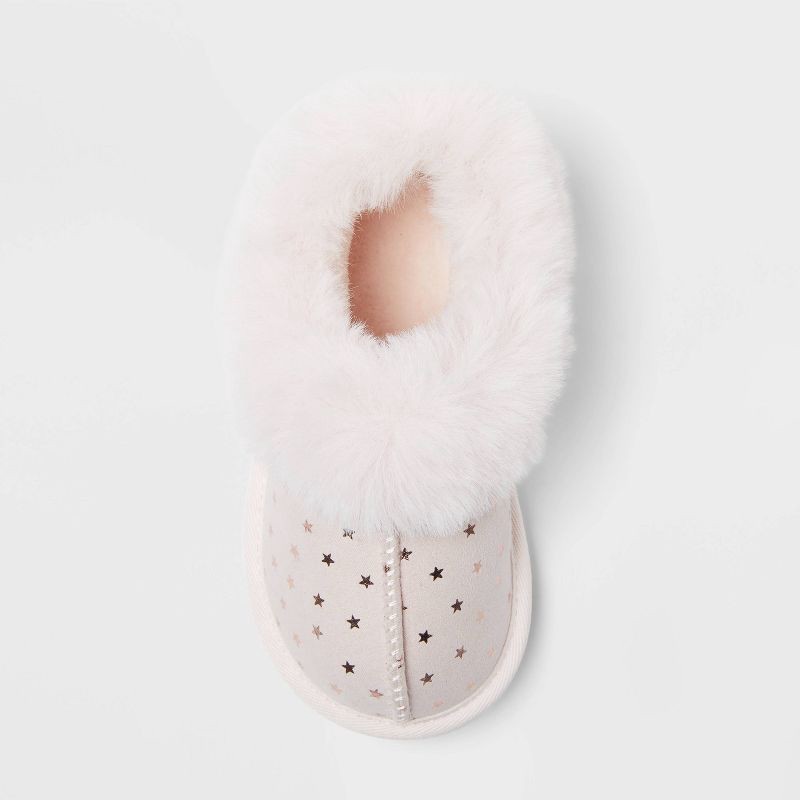slide 3 of 4, Toddler Piper Faux Fur Cuff Scuff Slippers - Cat & Jack™ Pink Stars 5, 1 ct