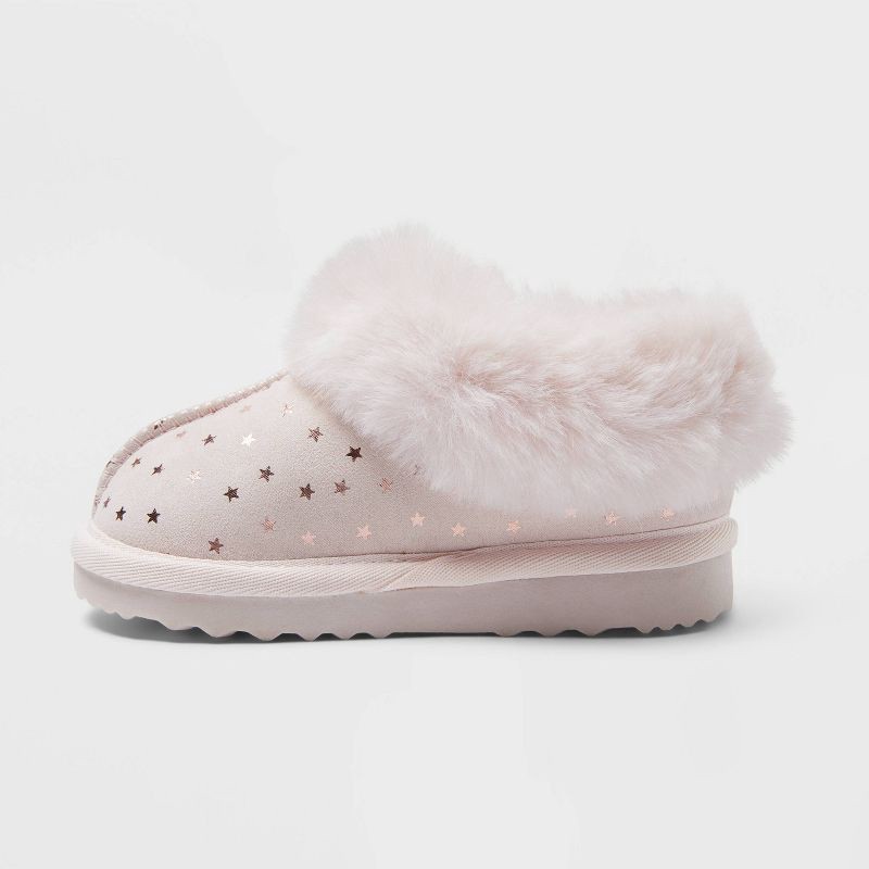 slide 2 of 4, Toddler Piper Faux Fur Cuff Scuff Slippers - Cat & Jack™ Pink Stars 11, 1 ct