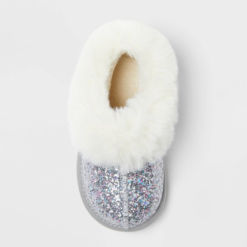 slide 3 of 4, Toddler Piper Faux Fur Cuff Scuff Slippers - Cat & Jack™ Silver 8, 1 ct