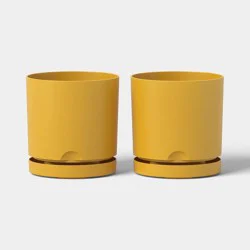 2pc Recycled Resin Indoor Outdoor Planter Pots Mustard Yellow 4" - Room Essentials™