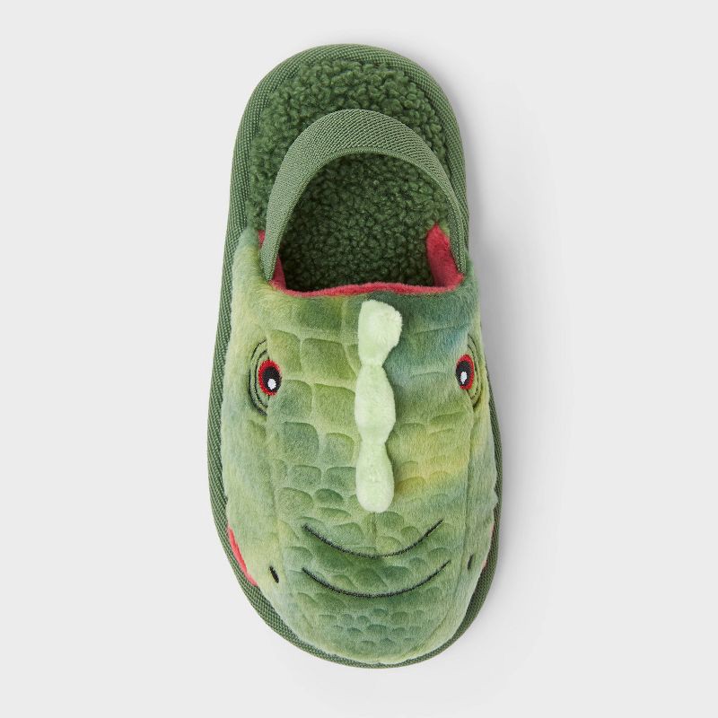 slide 3 of 4, Toddler Dino Scuff Slipper - Cat & Jack™ Green 5T-6T, 1 ct