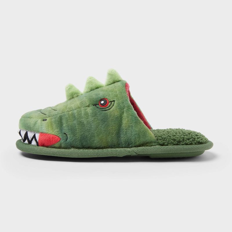 slide 2 of 4, Kids' Dino Scuff Slipper - Cat & Jack™ Green 13-1, 1 ct