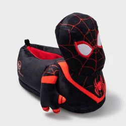 Kids' Marvel Spider-Man 3D Plush Slippers - Black 13-1
