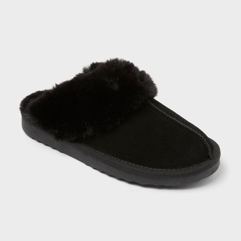 slide 1 of 4, Women's Sylvia Genuine Suede Scuff Slippers - Auden™ Dark Black 7, 1 ct