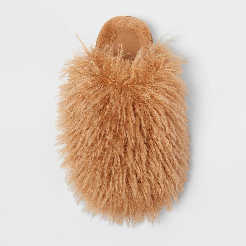 slide 3 of 4, Women's Fizz Faux Fur Slippers - Wild Fable™ Tan L, 1 ct