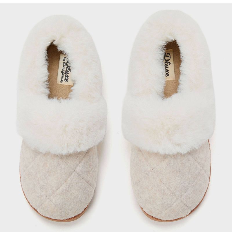 slide 5 of 5, dluxe by dearfoams Women's June Loafer Slippers - Oatmeal M, 1 ct
