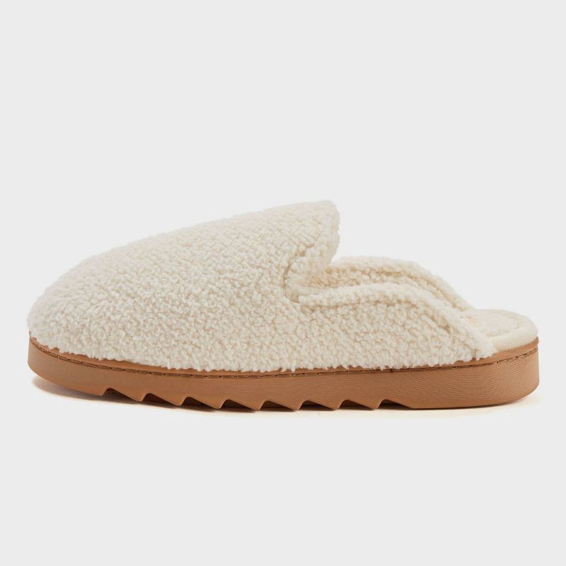 slide 2 of 6, dluxe by dearfoams Women's Saffron Teddy Scuff Slippers - Cream S, 1 ct