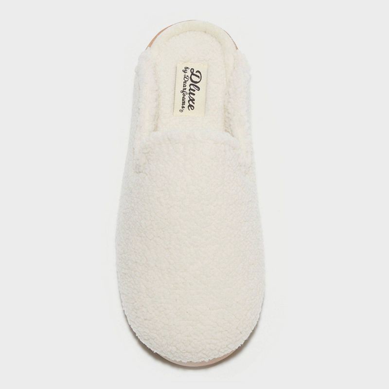slide 3 of 6, dluxe by dearfoams Women's Saffron Teddy Scuff Slippers - Cream S, 1 ct