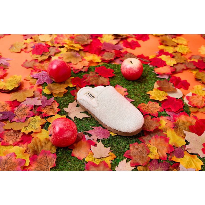 slide 6 of 6, dluxe by dearfoams Women's Saffron Teddy Scuff Slippers - Cream L, 1 ct