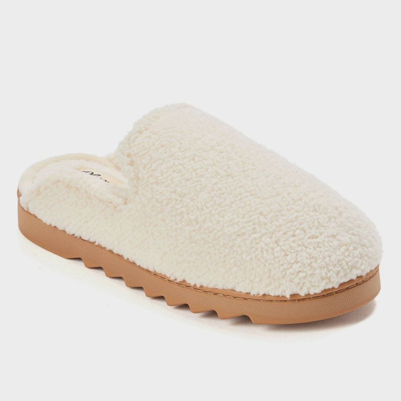 slide 1 of 6, dluxe by dearfoams Women's Saffron Teddy Scuff Slippers - Cream L, 1 ct
