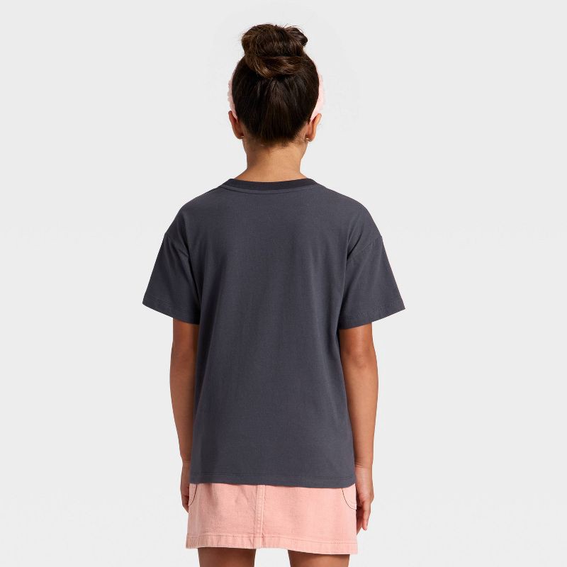 slide 3 of 4, Girls' Short Sleeve Shine Oversized Graphic T-Shirt - Cat & Jack™ Gray S, 1 ct
