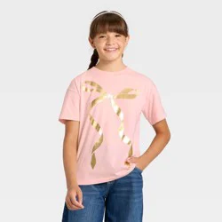 Girls' Short Sleeve Bow Oversized Graphic T-Shirt - Cat & Jack™ Light Pink L
