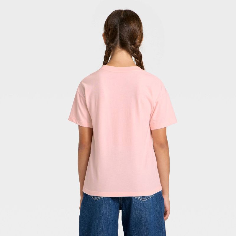 slide 3 of 4, Girls' Short Sleeve Bow Oversized Graphic T-Shirt - Cat & Jack™ Light Pink XL, 1 ct