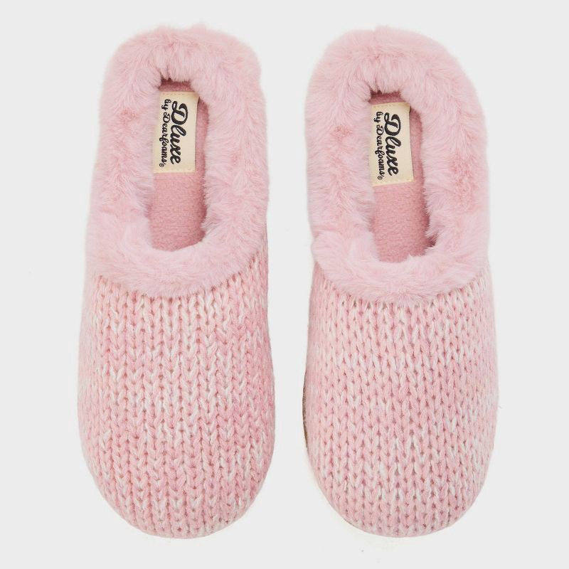 slide 5 of 5, dluxe by dearfoams Women's Pearl Knit Slippers - Pink S, 1 ct
