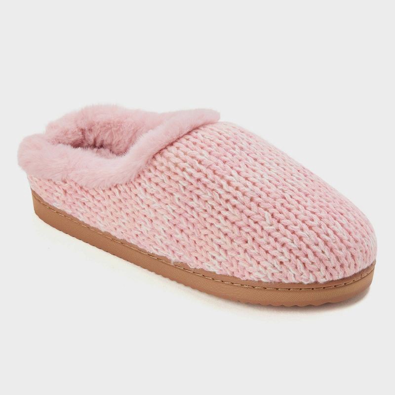 slide 1 of 5, dluxe by dearfoams Women's Pearl Knit Slippers - Pink S, 1 ct