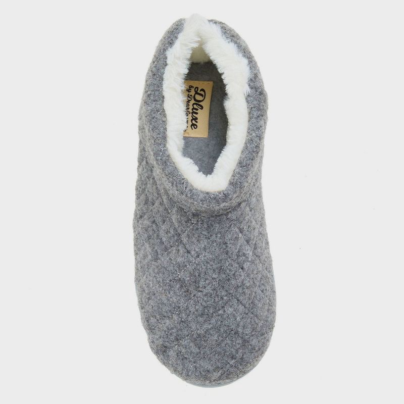 slide 3 of 5, dluxe by dearfoams Women's Bella Quilted Bootie Slippers - Gray S, 1 ct