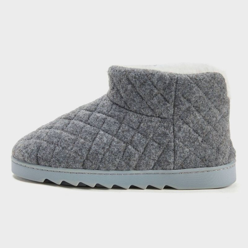 slide 2 of 5, dluxe by dearfoams Women's Bella Quilted Bootie Slippers - Gray M, 1 ct