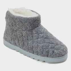 dluxe by dearfoams Women's Bella Quilted Bootie Slippers - Gray L