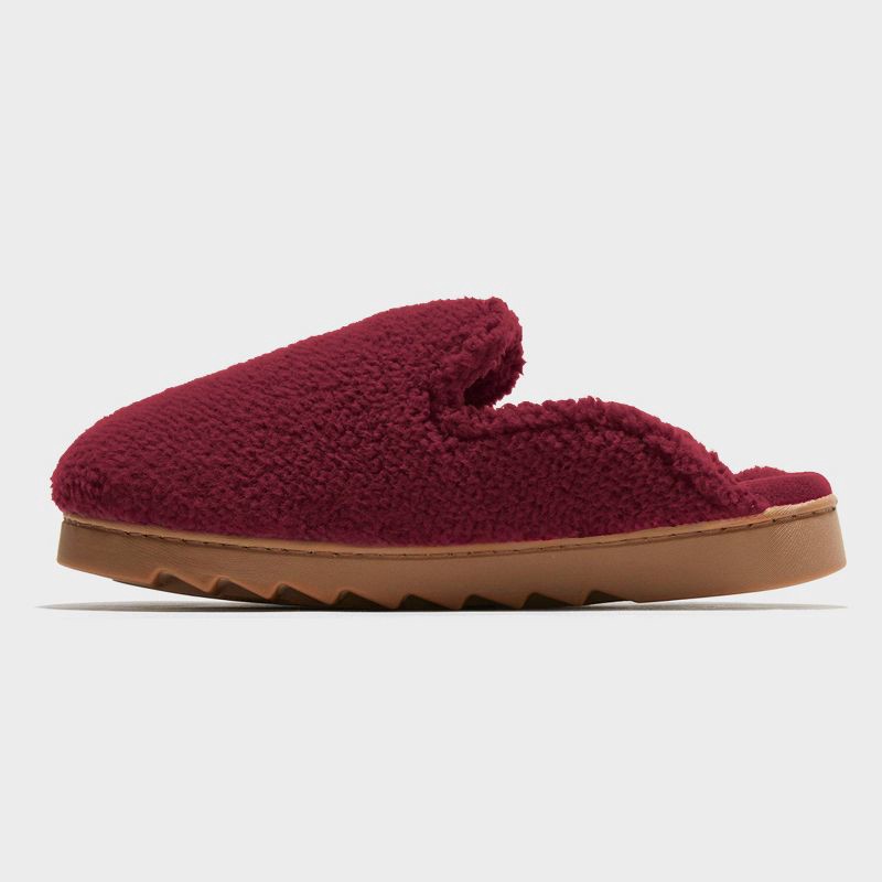 slide 2 of 5, dluxe by dearfoams Women's Saffron Teddy Scuff Slippers - Burgundy XL, 1 ct