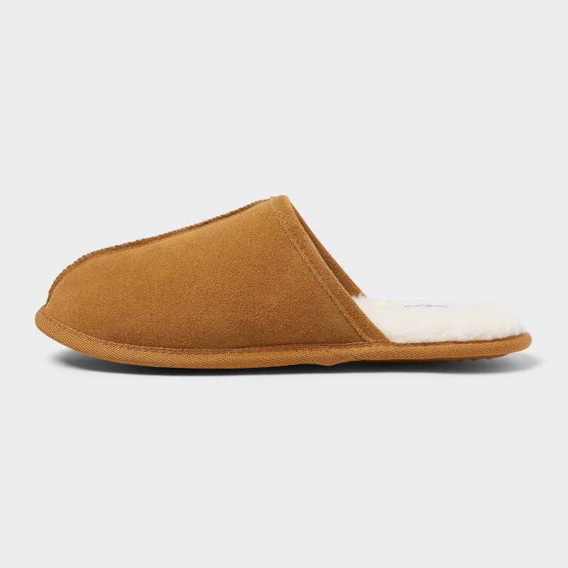 slide 2 of 4, Men's Alex Genuine Suede Scuff Slippers - Goodfellow & Co™ Chestnut M, 1 ct