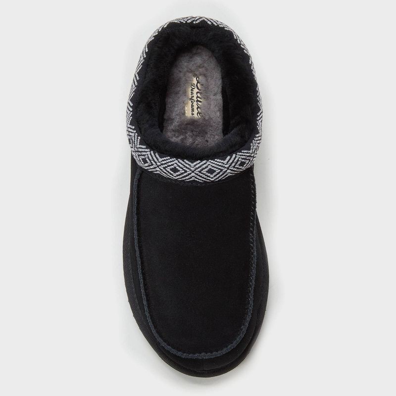 slide 3 of 6, dluxe by dearfoams Men's Lith Shearling Clog Slide Slippers - Taping Black 10, 1 ct
