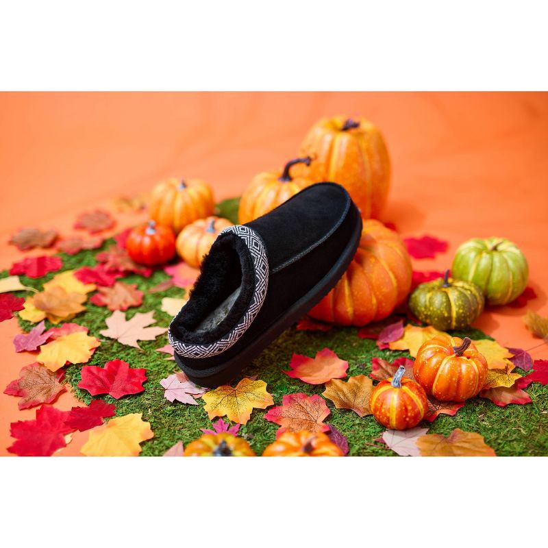 slide 6 of 6, dluxe by dearfoams Men's Lith Shearling Clog Slide Slippers - Taping Black 11, 1 ct