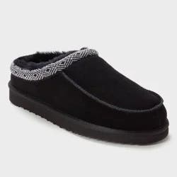 dluxe by dearfoams Men's Lith Shearling Clog Slide Slippers - Taping Black 12