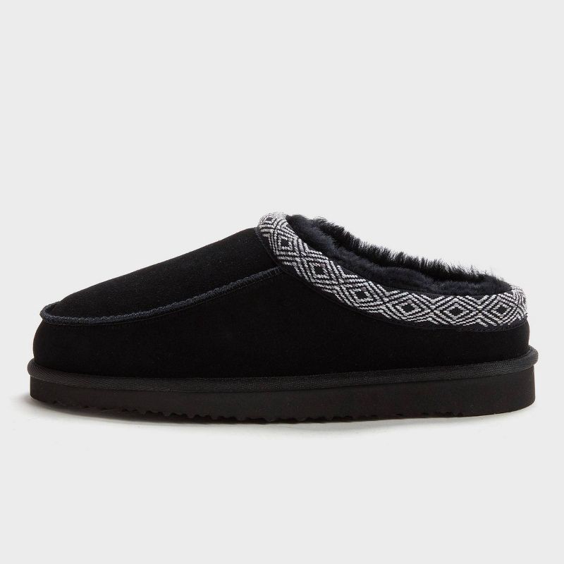 slide 2 of 6, dluxe by dearfoams Men's Lith Shearling Clog Slide Slippers - Taping Black 13, 1 ct