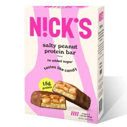 Nick's Salty Peanut Protein Bars - 4ct: Chewy, 15g Protein, Ready to Eat, 7.05oz