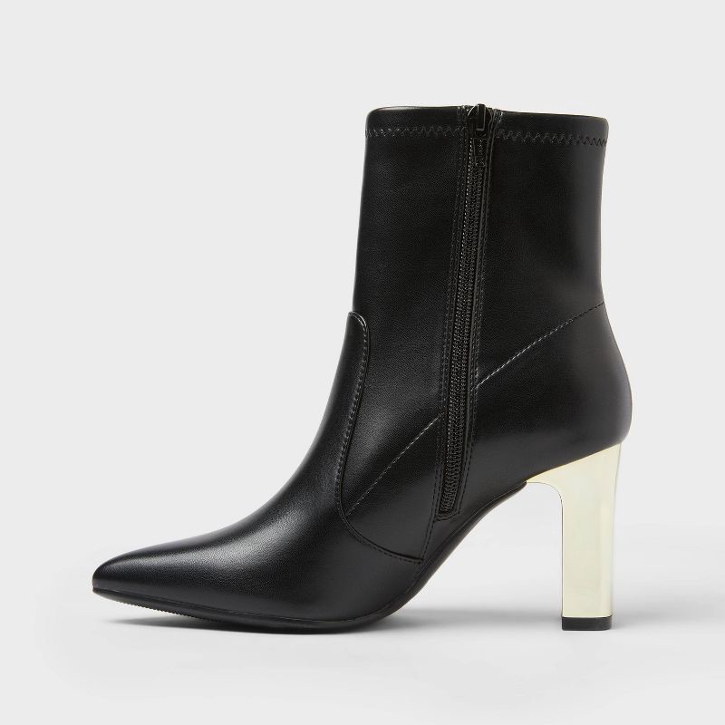 slide 2 of 3, Women's Sienna Low Shaft Heeled Boots with Memory Foam Insole - A New Day™ Black 11, 1 ct