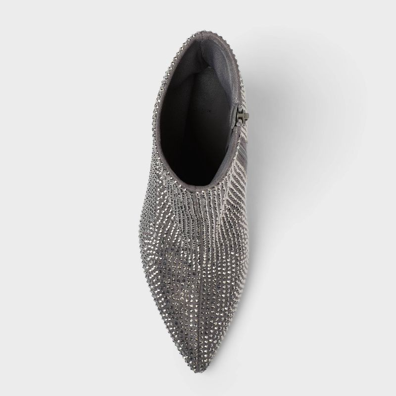 slide 3 of 3, Women's Gloria Low Shaft Heeled Rhinestones Boots with Memory Foam Insole - A New Day™ Silver 10, 1 ct
