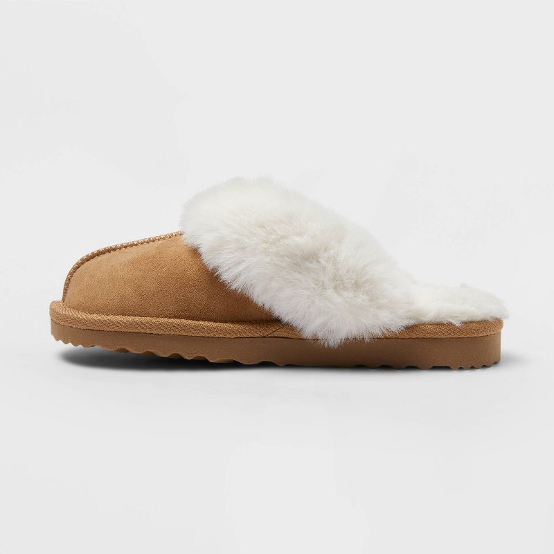 slide 2 of 4, Kids' Inez Scuff Slipper - Cat & Jack™ Brown 4, 1 ct