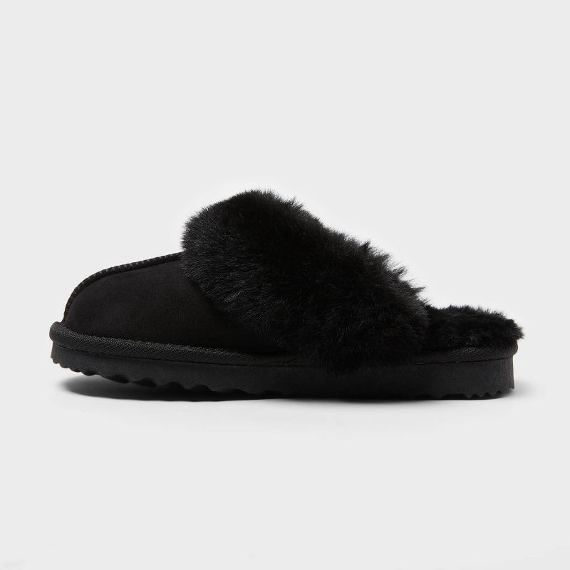 slide 2 of 4, Kids' Inez Scuff Slipper - Cat & Jack™ Black 1, 1 ct
