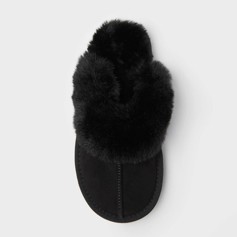 slide 3 of 4, Kids' Inez Scuff Slipper - Cat & Jack™ Black 2, 1 ct