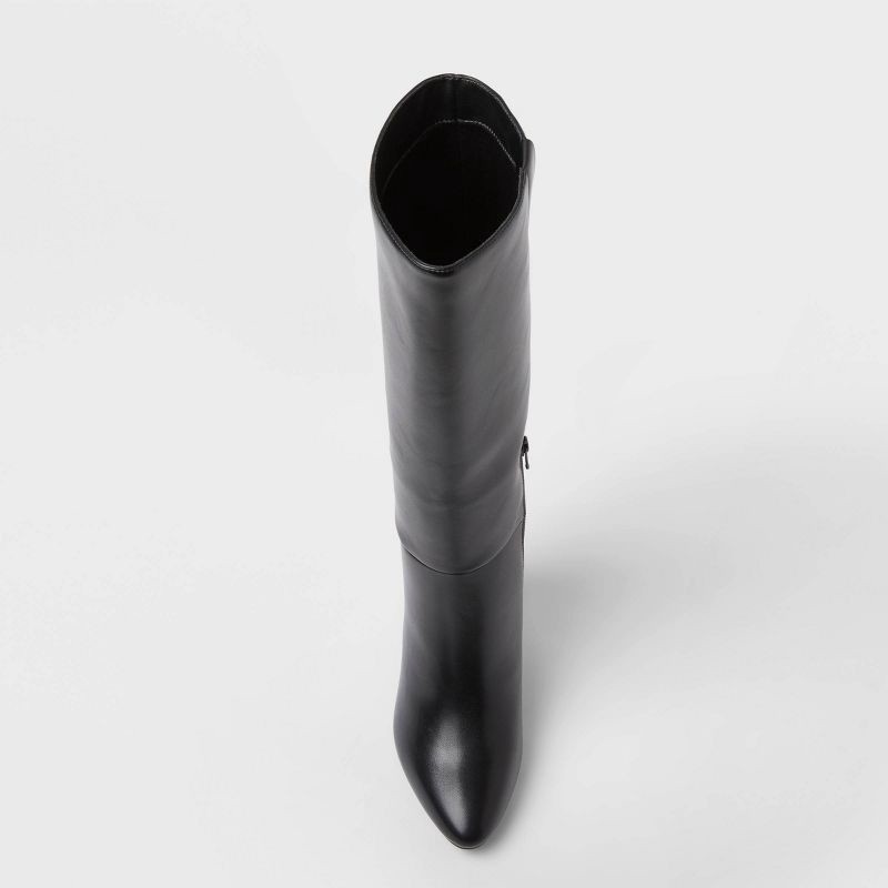 slide 3 of 3, Women's Evangeline Under Knee Heeled Boots with Memory Foam Insole - A New Day™ Black 8.5, 1 ct