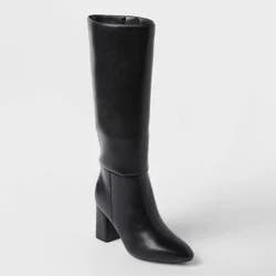 Women's Evangeline Under Knee Heeled Boots with Memory Foam Insole - A New Day™ Black 9