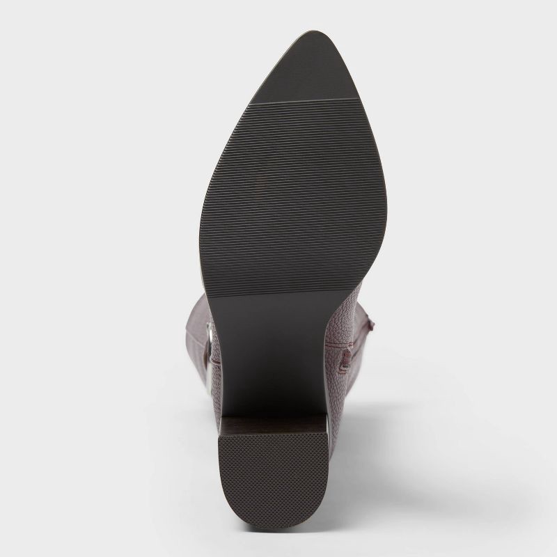 slide 4 of 4, Women's Rhonda Under Knee Heeled Boots with Memory Foam Insole - A New Day™ Burgundy 7.5, 1 ct