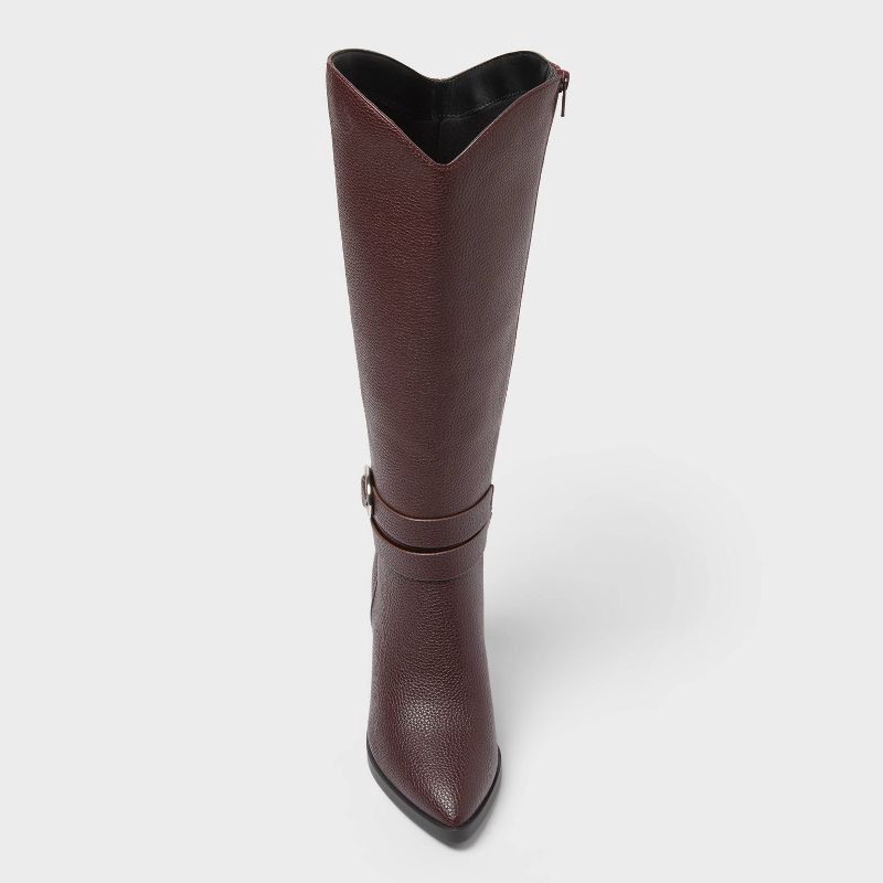 slide 3 of 4, Women's Rhonda Under Knee Heeled Boots with Memory Foam Insole - A New Day™ Burgundy 8.5, 1 ct
