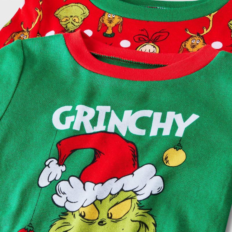 slide 3 of 4, The Grinch Toddler 4pc Grinch Long Sleeve Cotton Christmas Pajama Set - Red/Green 3T, 4 ct