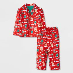 Rudolph the Red-Nosed Reindeer Toddler 2pc Rudolph Christmas Long Sleeve Coat & Pajama Set - Red 18M
