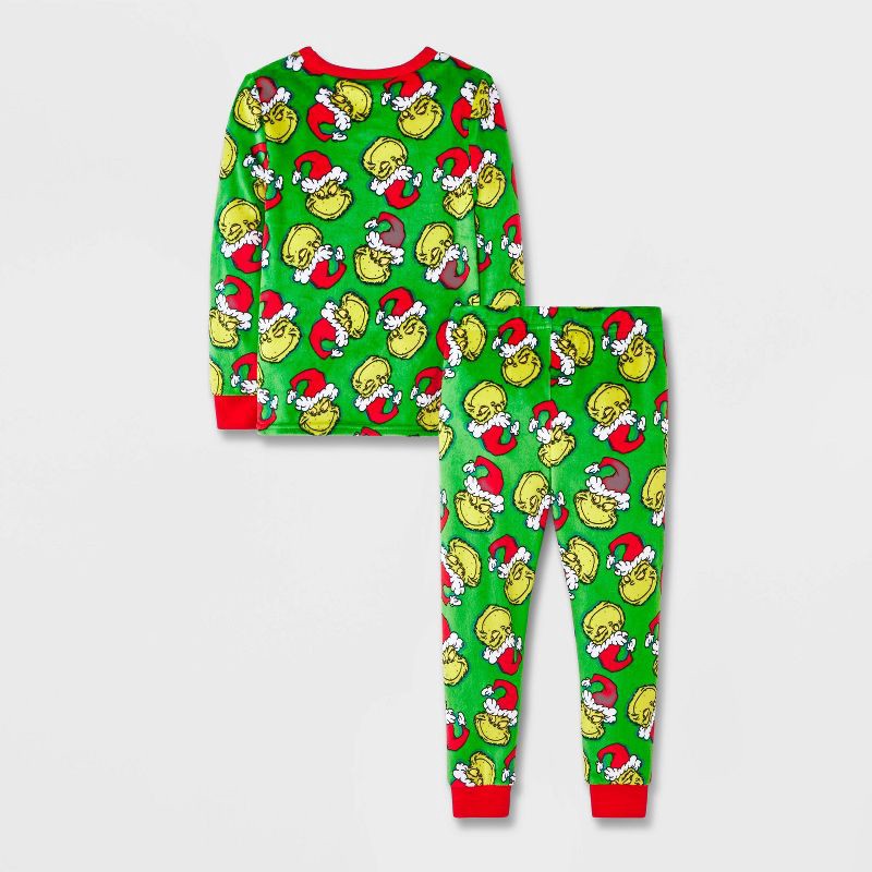 slide 2 of 4, The Grinch Toddler 2pc Grinch Snuggly Soft Pajama Set with Socks - Green 3T, 2 ct
