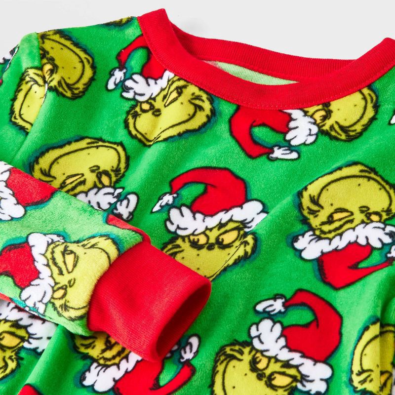 slide 4 of 4, The Grinch Toddler 2pc Grinch Snuggly Soft Pajama Set with Socks - Green 5T, 2 ct