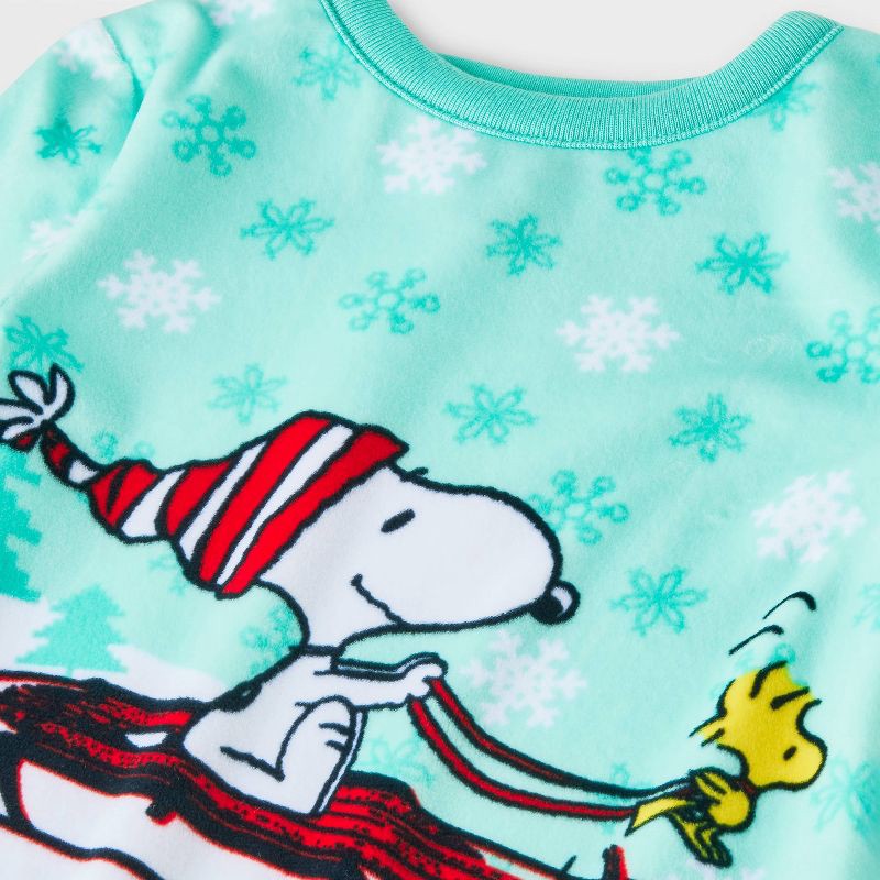 slide 4 of 4, Peanuts Toddler 2pc Snoopy Snuggly Soft Pajama Set with Socks - Aqua Blue 5T, 2 ct