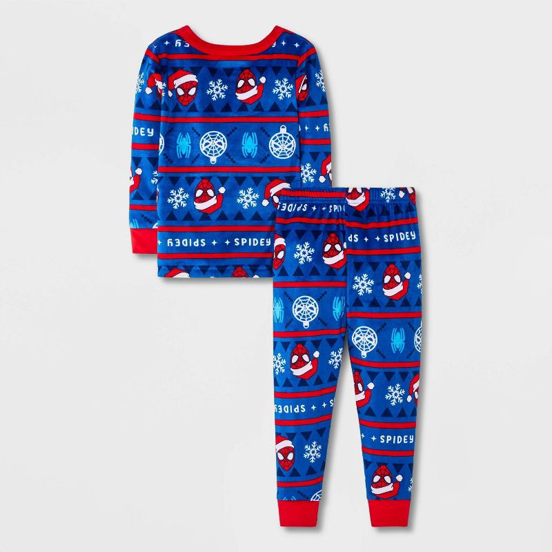 slide 2 of 4, Toddlers' 2pc Spider-Man Snuggly Soft Fair Isle Pajama Set & Socks - Blue 4T, 2 ct