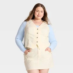 Women's Corduroy Vest - Universal Thread™ Cream XXL