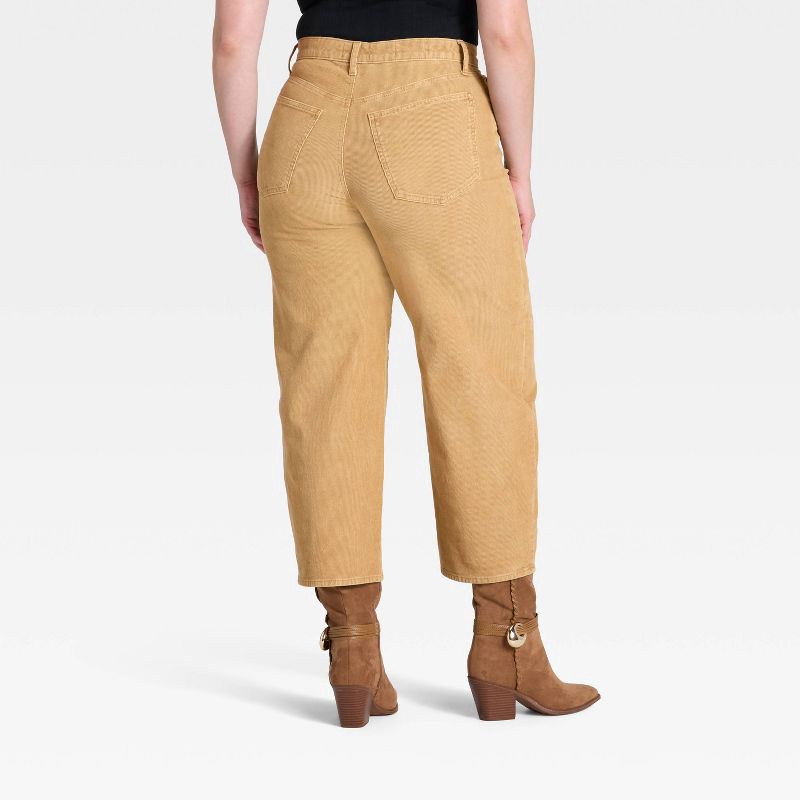 slide 5 of 5, Women's High-Rise Corduroy Barrel Jeans - Universal Thread™ Tan 8, 1 ct
