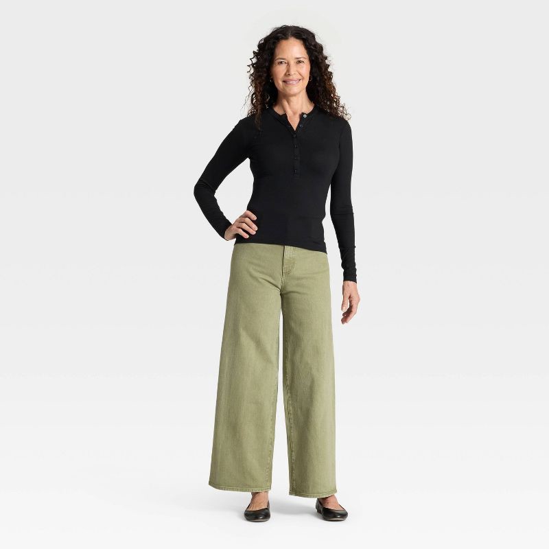 slide 3 of 5, Women's High-Rise Sailor Wide Leg Ankle Jeans - Universal Thread™ Green 2, 1 ct