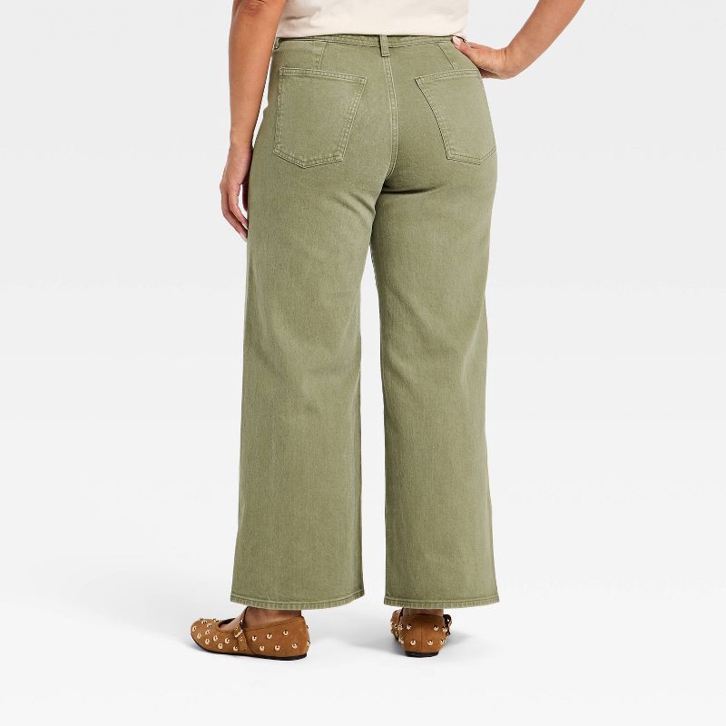 slide 5 of 5, Women's High-Rise Sailor Wide Leg Ankle Jeans - Universal Thread™ Green 2, 1 ct