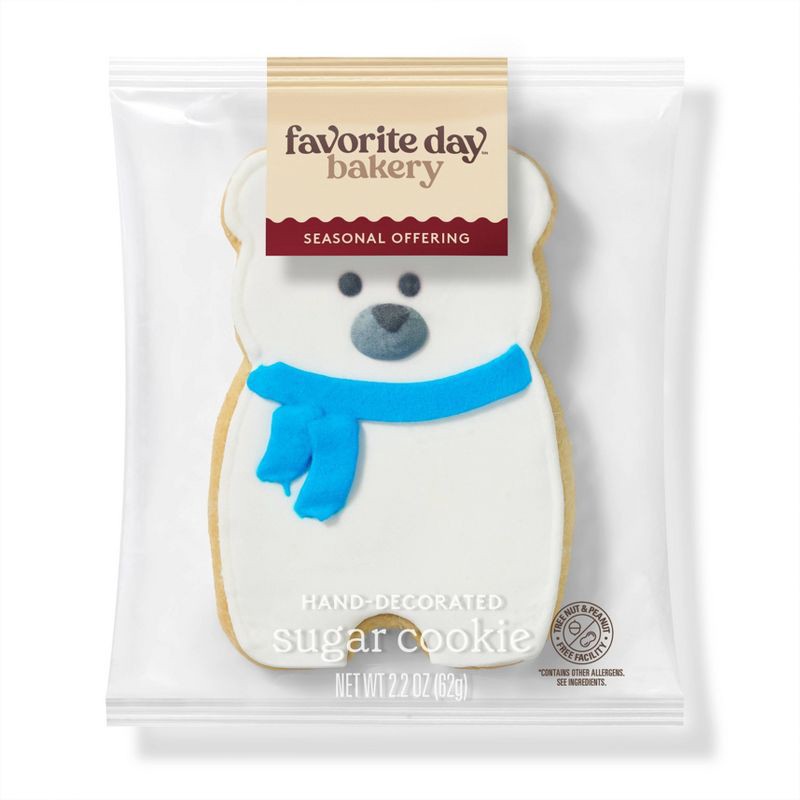 slide 1 of 3, Holiday Decorated Polar Bear Cookie - 2.2oz - Favorite Day™, 2.2 oz