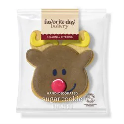 Holiday Decorated Reindeer Cookie - 2.2oz - Favorite Day™